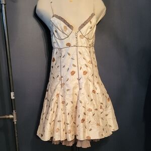Floral Cream and Brown Women's Dress